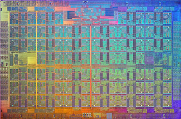 An image of the Xeon Phi Knights Landing processor die