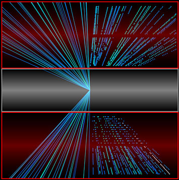 A side view of particle tracks