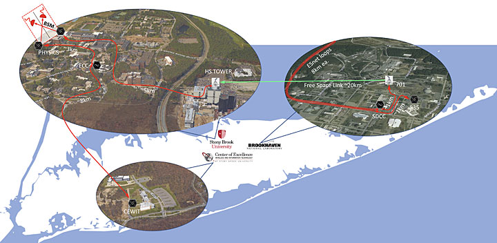 aurial view of quantum network over Long Island