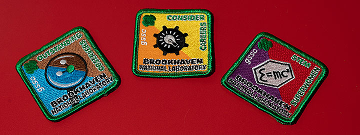 The three new Brookhaven Lab patches.