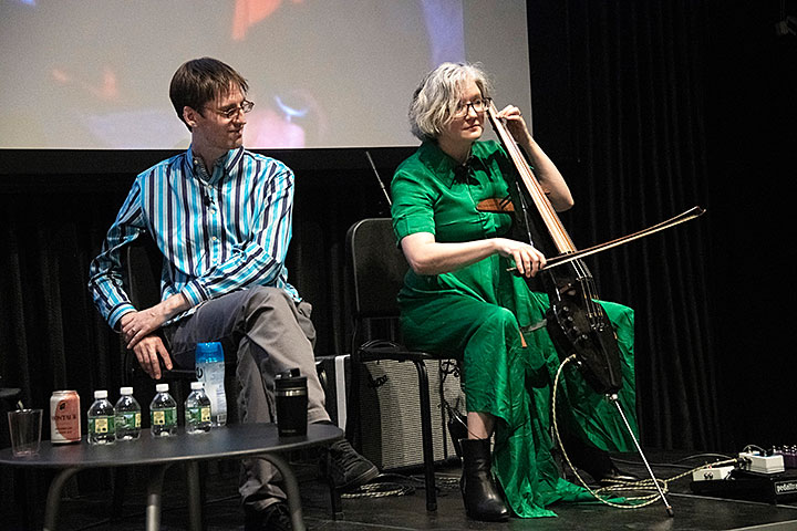 Margaret Schedel playing a cello composition as an introduction to sonification