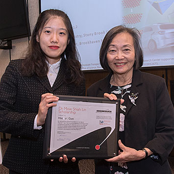 Mow Lin Scholarship winner Haoyue Guo with Beth Lin
