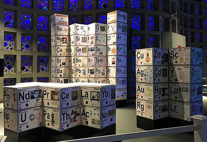 The 3D periodic table on display at the New York hall of Science