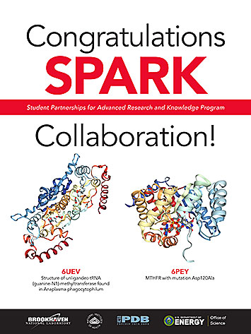 SPARK poster showing the protein structures solved by students at Connetquot, Northport, and Eastpor