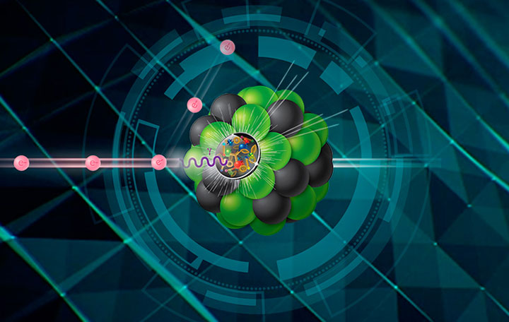 Conceptual image of an electron-ion collision