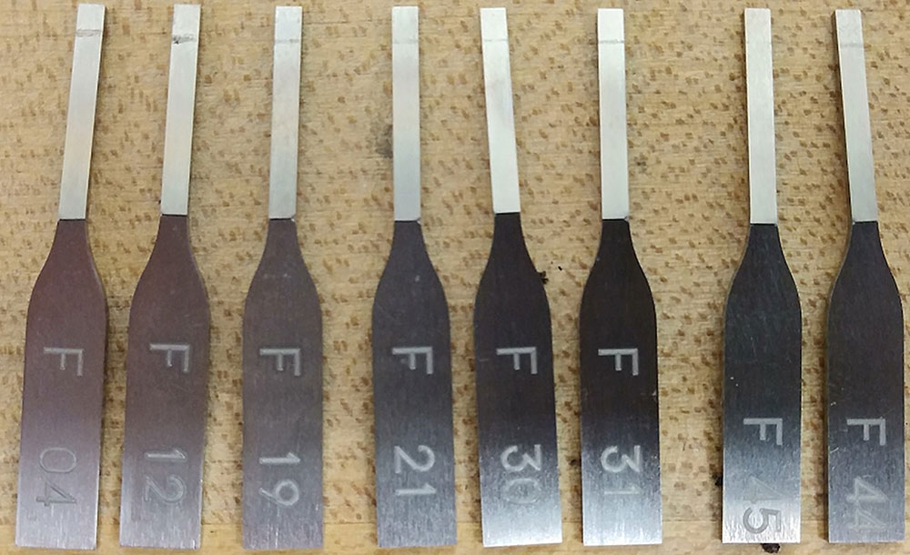 small samples of titanium alloys