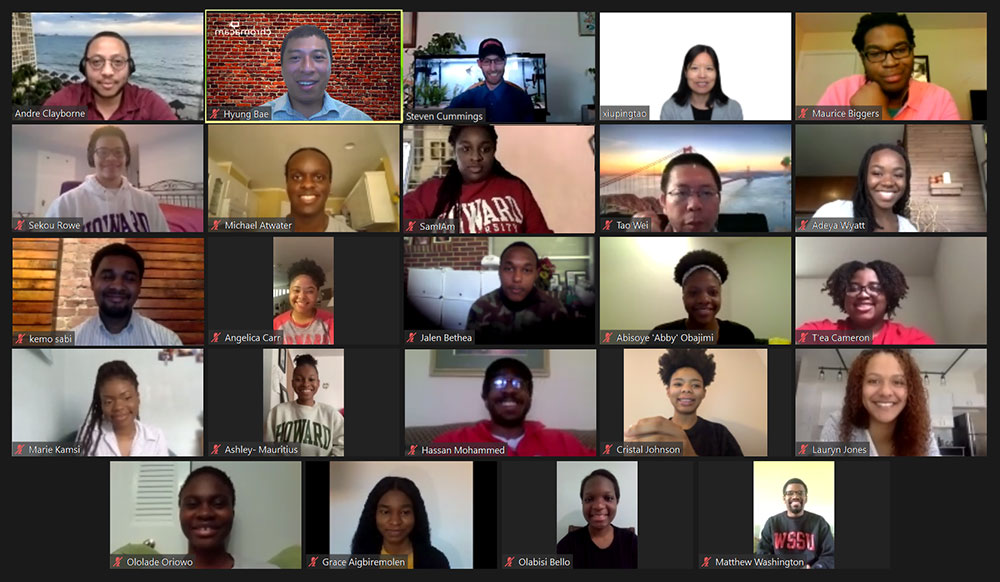 Howard University students participatingd in a virtual BioNano Tech Workshop