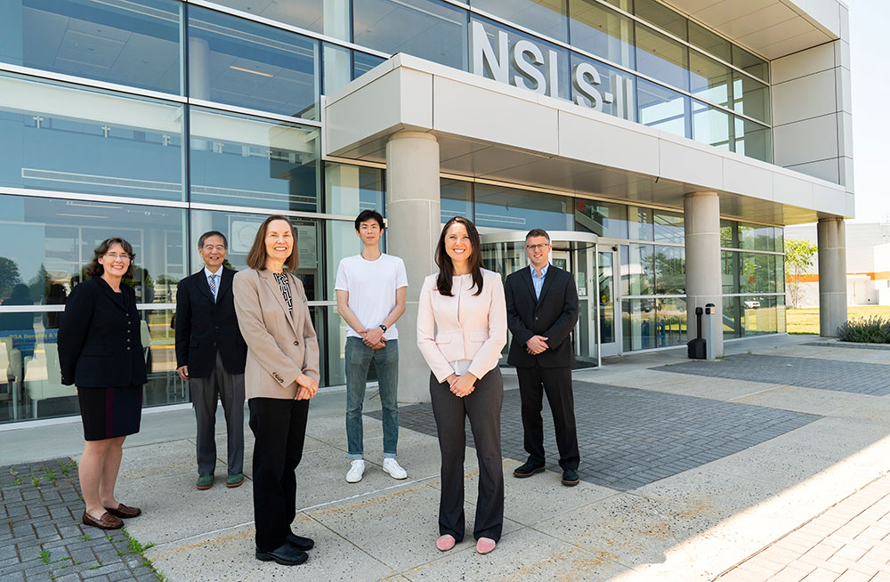 Photo of Amy Marschilok, Ken Takeuchi, Esther Takeuchi, Daren Wu, Lisa Housel, and David Bock