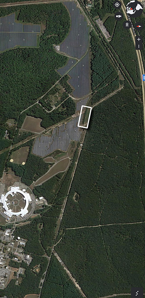 aerial image showing proposed siting location