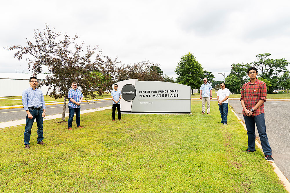 Photo of team members Chang-Yong Nam, Jurek Sadowski, Zhongwei Dai, Samuel Tenney, Nikhil Tiwale, an