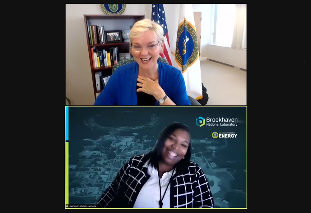 Photo of U.S. Energy Secretary Jennifer Granholm and asmine Hatcher-Lamarre