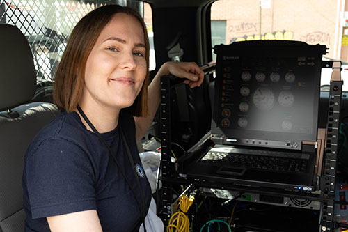 Photo of Katia Lamer with mobile observatory