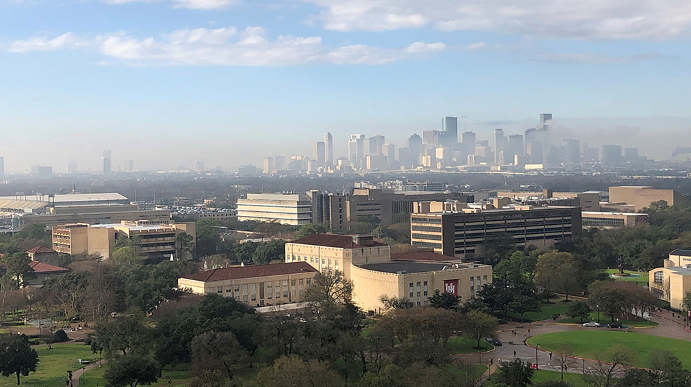 Photo of University of Houston (foreground) and Houston (background)