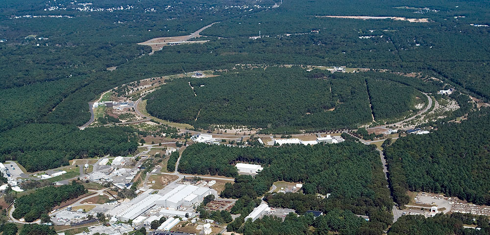 An aerial view of the Relativistic Heavy Ion Collider