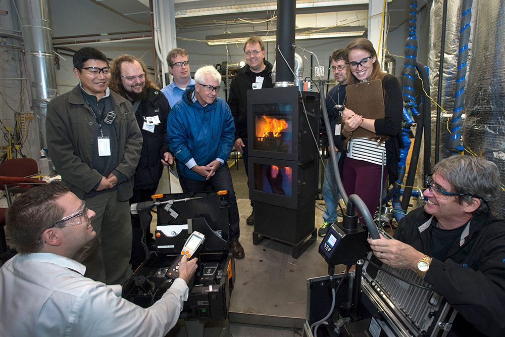 Brookhaven scientists and a team from Germany using a real-time particulate matter analyzer on a ver