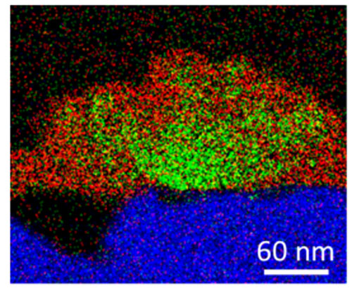 Cross-sectional energy-dispersive x-ray analysis map