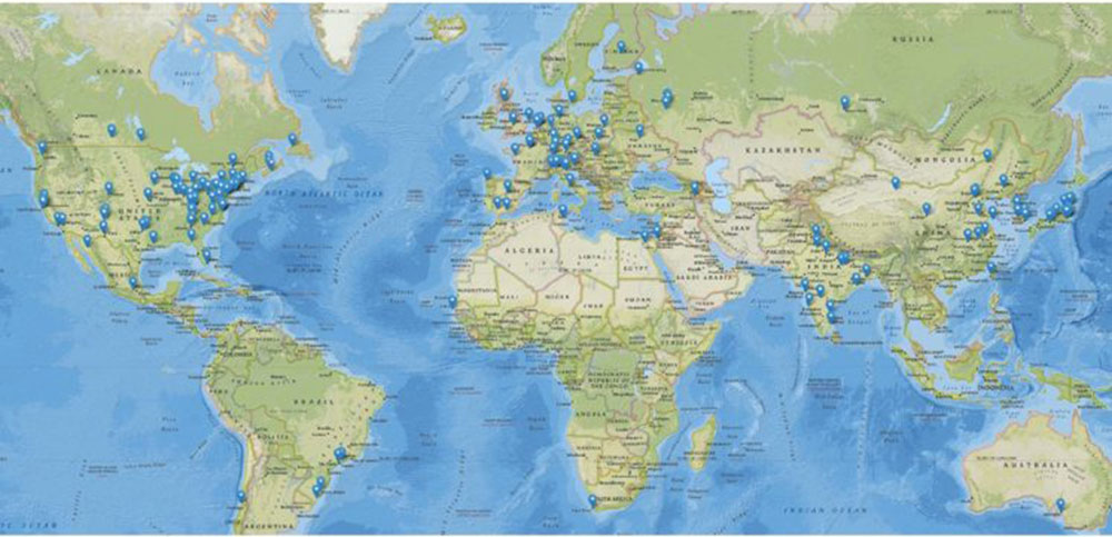 Map of institutions that form the EIC Users Group