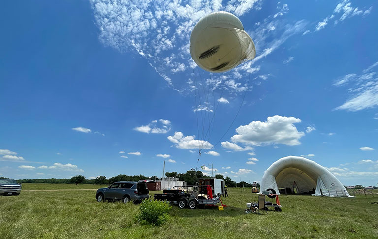 Photo of instrumented tethered balloon
