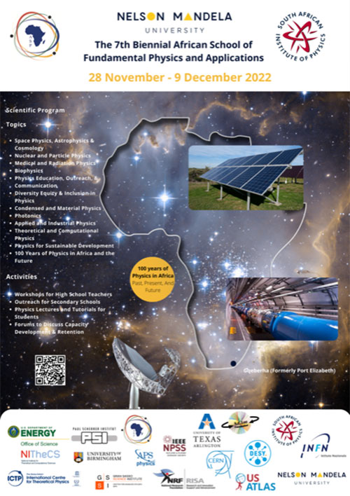 Poster for the 2022 African School of Physics at Nelson Mandela University in South Africa