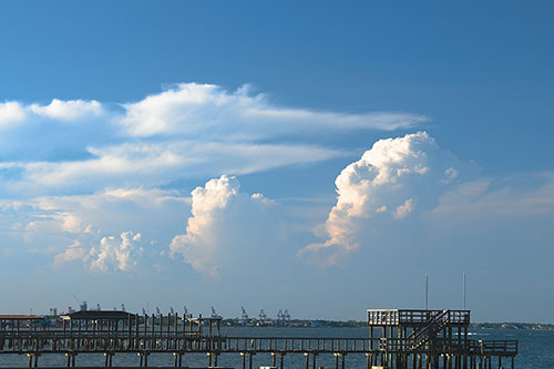 Photo of clouds over Kemah, Texas coastline