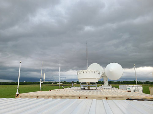 Photo of ARM Mobile Facility in La Porte, Texas under dark clouds