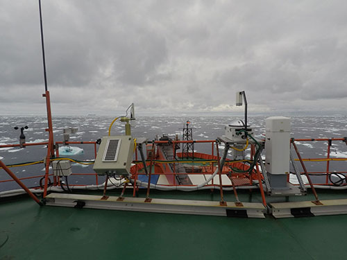 View of the icy Southern Ocean comes from the deck of Aurora Australis