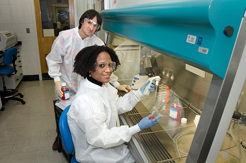 Peter Guida and WHO prepare cell culture samples for studies at NSRL.