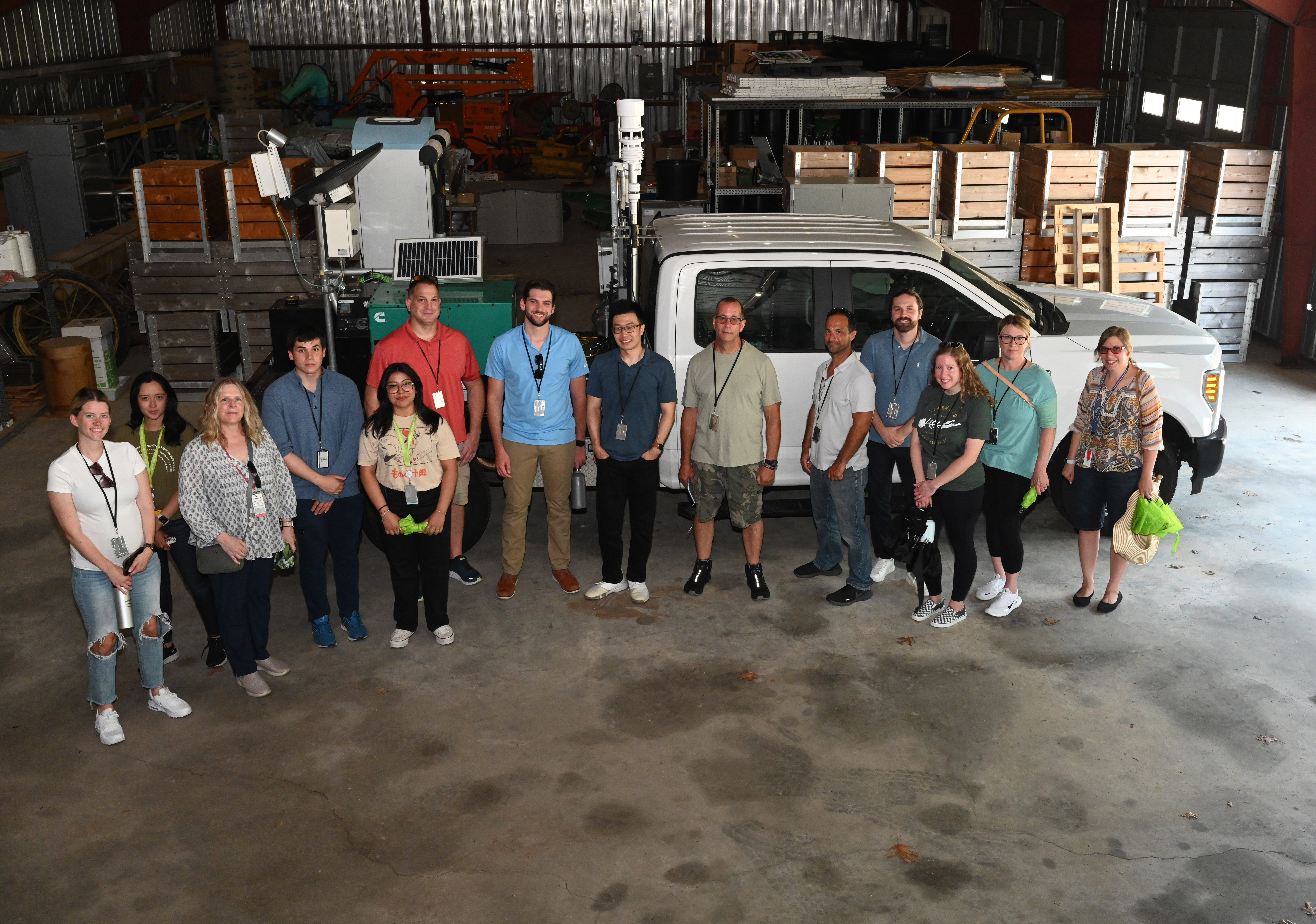 Local teachers' tour of climate and earth science tools at Brookhaven Lab included at stop at the Center for Multiscale Applied Sensing's mobile observatory, a pickup truck equipped with instruments scientists use to capture data on wind, temperature, rain, and clouds.