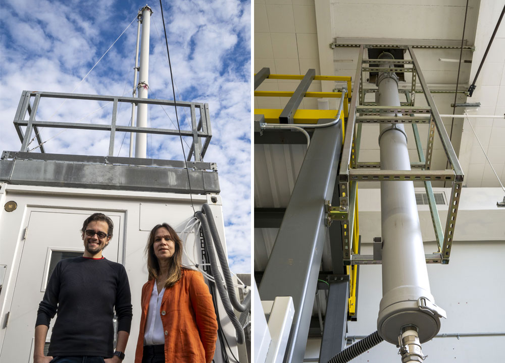 Uin and Mayol-Bracero stand outside an Aerosol Observing System