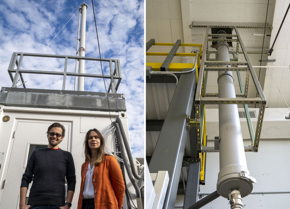Uin and Mayol-Bracero stand outside an Aerosol Observing System