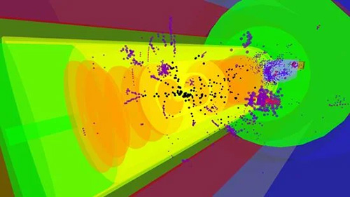 Electron-proton collisions result in a spray of "hits" or points