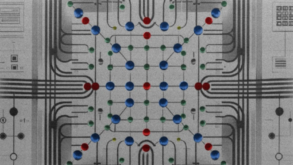 closeup of a crystal implanted into a silicon chip