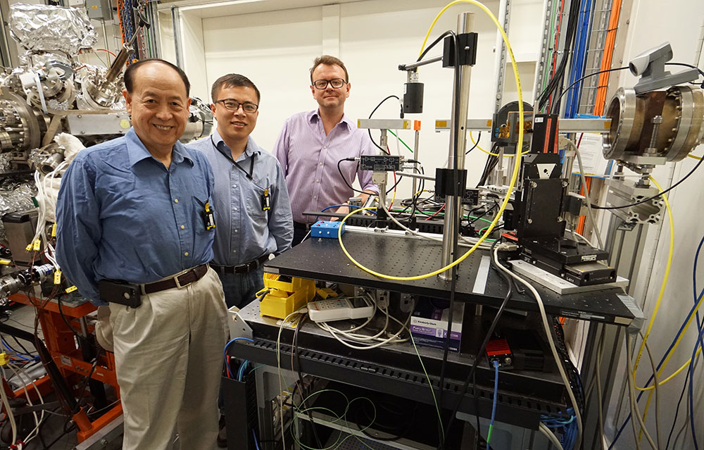 Xiao-Qing Yang, Enyuan Hu, and Eli Stavitski with beamline equipment