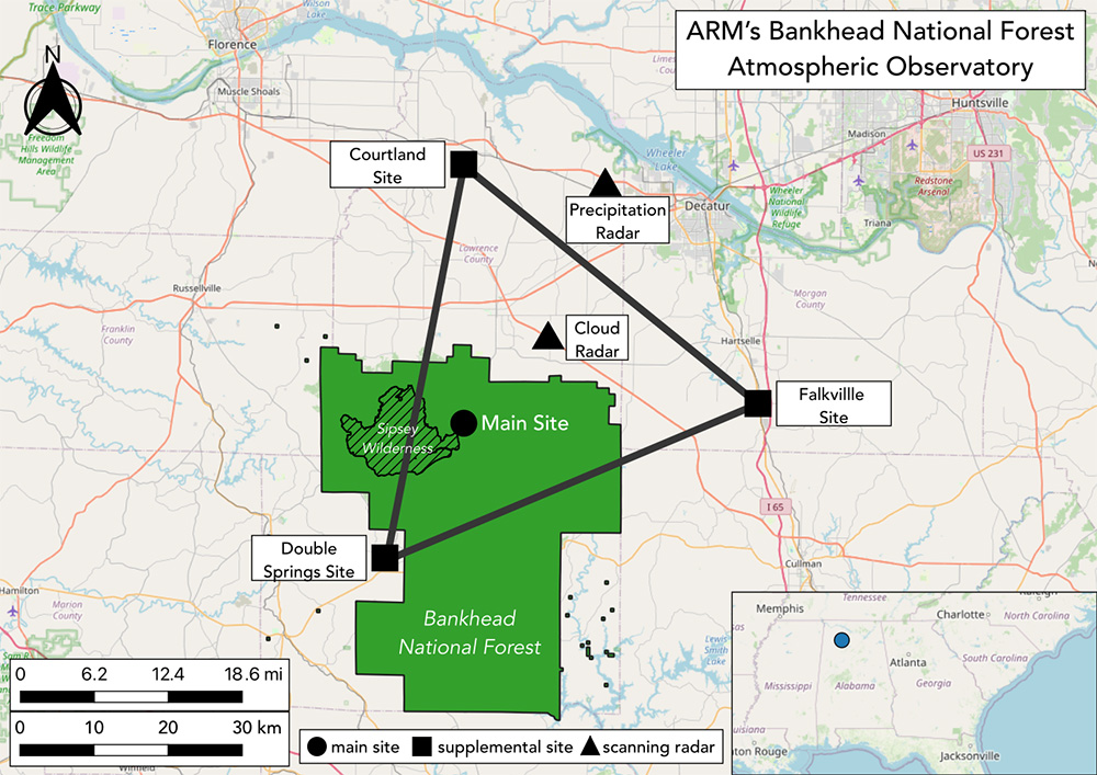 A map shows a network of supplemental sites forming a triangle around the Bankhead National Forest&a