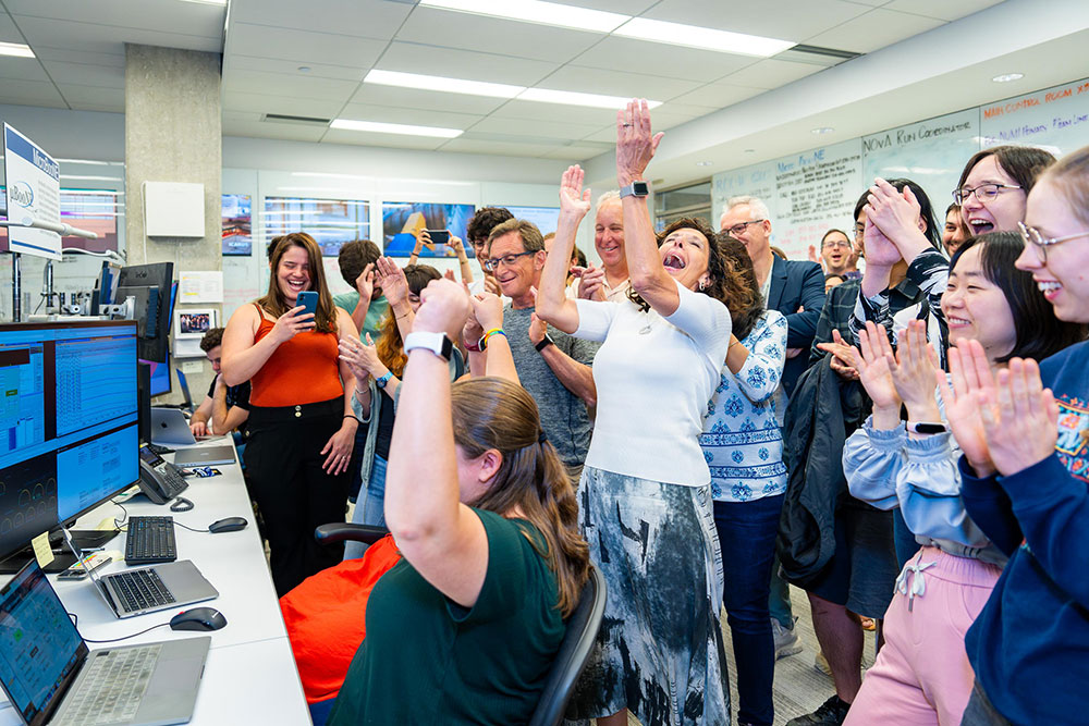 Group of researchers celebrate
