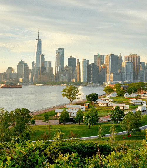 View of Governor's Island with Manhattan in the background