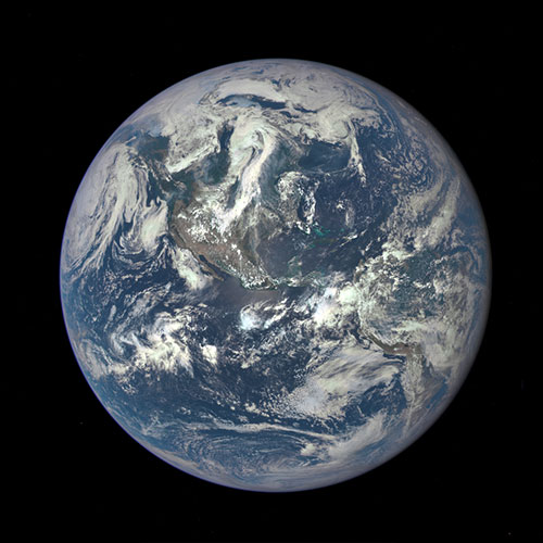 Satellite view of Earth covered by clouds