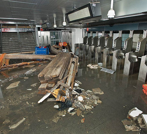 Flooded subway entrance