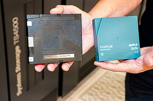 original storage tapes from the beginning of the data center in 1999 and the latest rendition in use