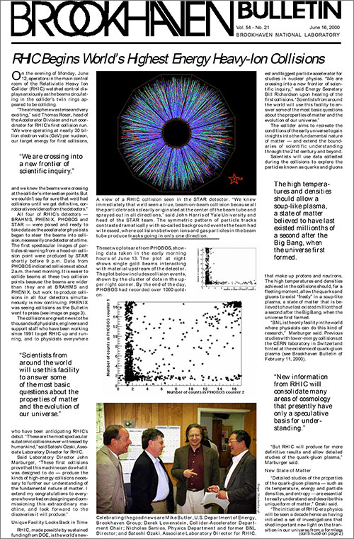Front cover of the Brookhaven Bulletin from June 16, 2000