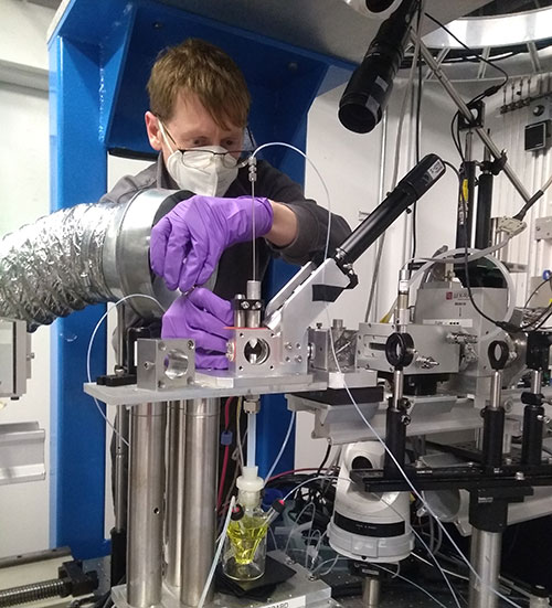 Justin D. Earley in the lab