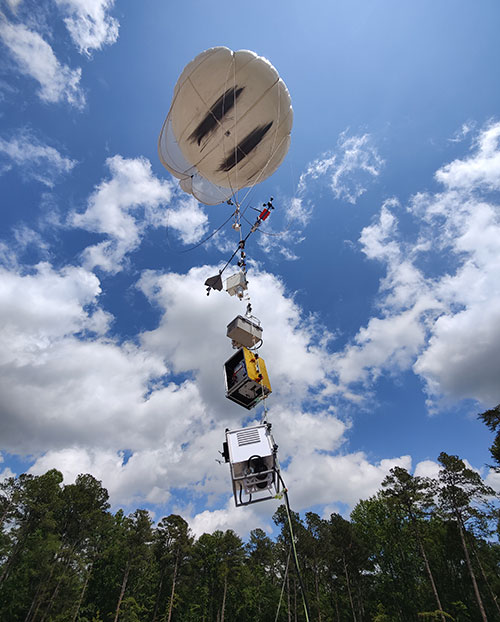 Atmospheric and aerosol instrumentation attached to a tethered balloon