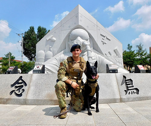 Nick Malucci and Remco, a Belgian Malinois