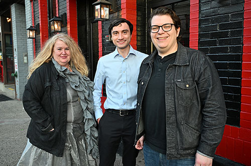 : PubSci panelists Elke-Caroline Aschenauer, Daniel Marx, and Alex Jentsch at Napper Tandy's in