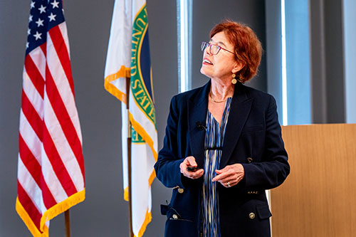 Barbara Jacak during a lecture