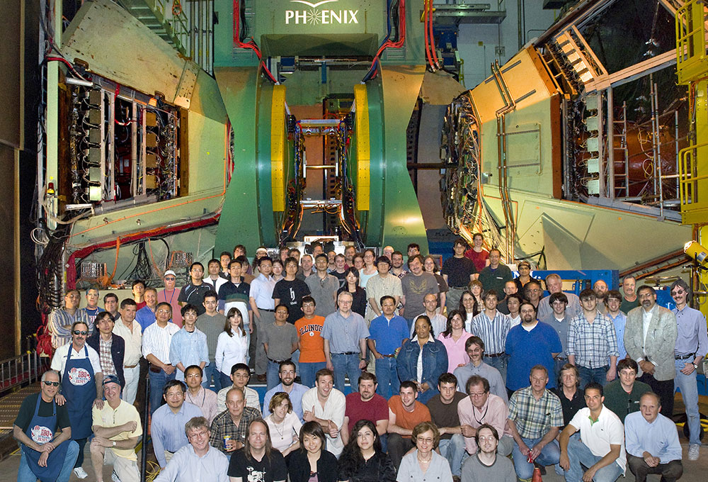 PHENIX Collaboration is pictured with their detector circa 2007.