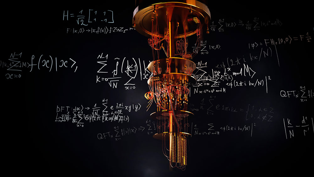 A model of a quantum computer against the background of formulas, a quantum factorization algorithm.