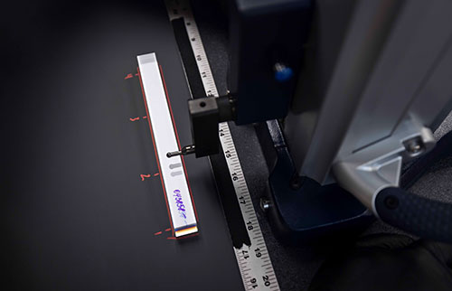 lead-tungstate crustal lined up with measurement tool