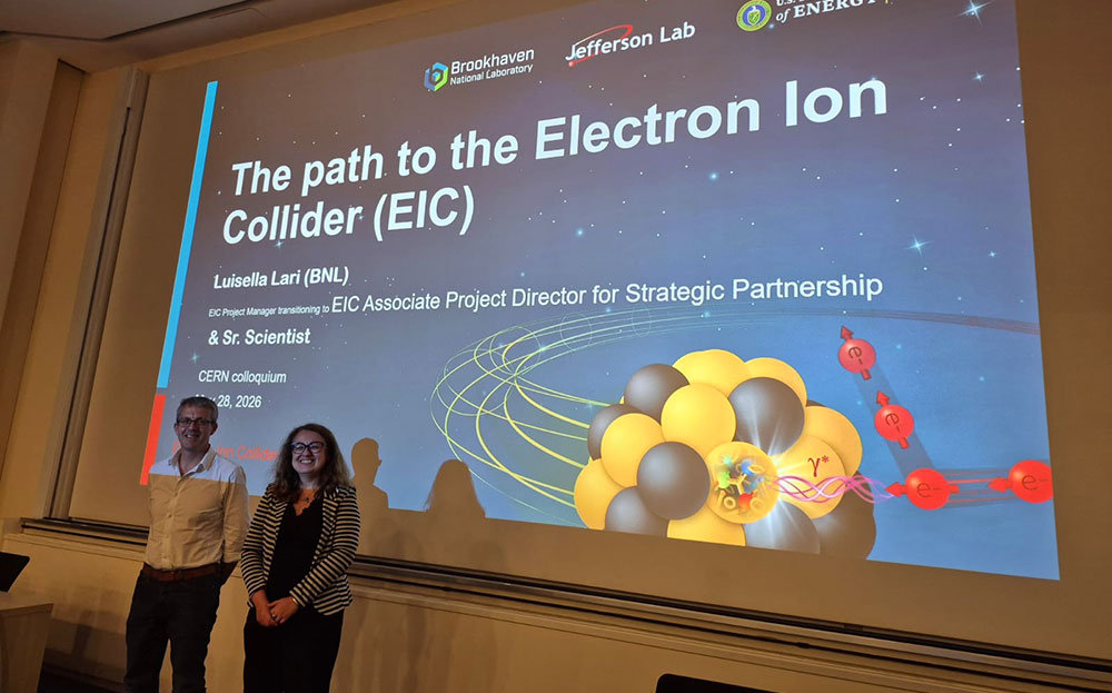 Luisella Lari and Matthew Calmers at CERN colloquium