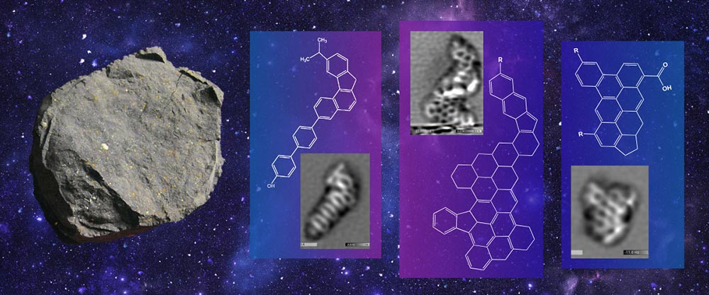 Meteorite molecules with their corresponding chemical diagrams